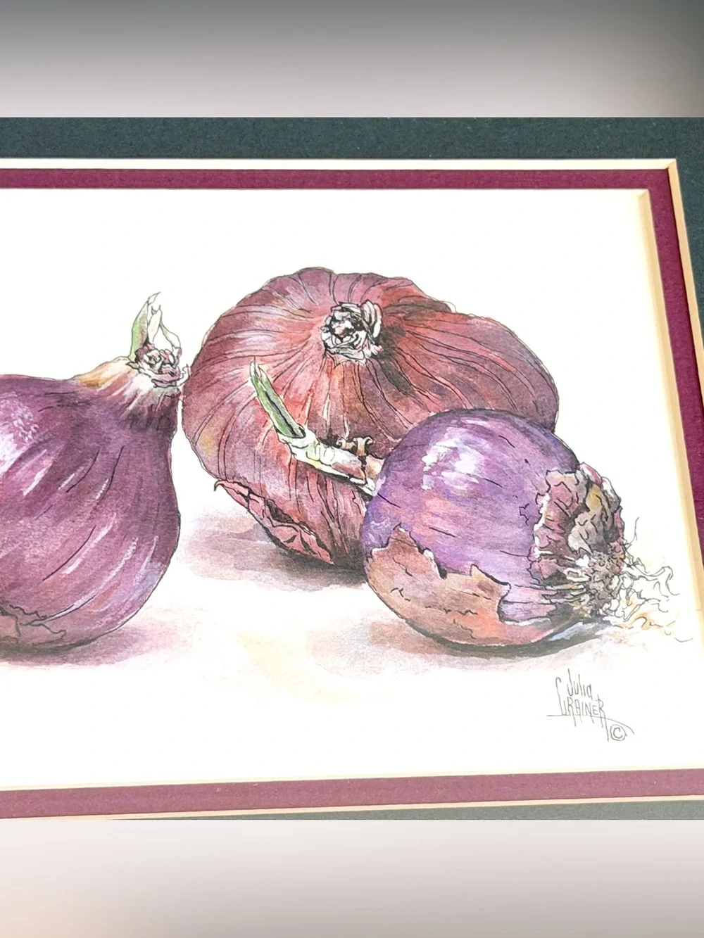 Vegetable Watercolor Art Prints Vintage Onion Asparagus Cabbage Framed Wall Art